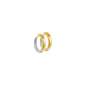 klapoorringen 2,0 mm vlak 14K bicolor goud geel/wit
