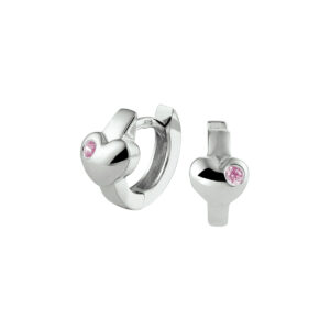 klapoorringen hart roze zirkonia zilver gerhodineerd