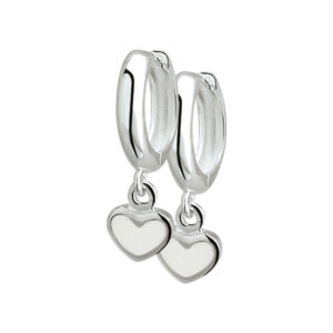 klapoorringen hart zilver wit