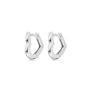 klapoorringen hartje 13 mm zilver gerhodineerd