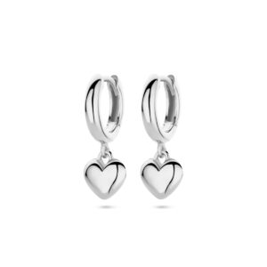 klapoorringen hartje 18 mm zilver gerhodineerd