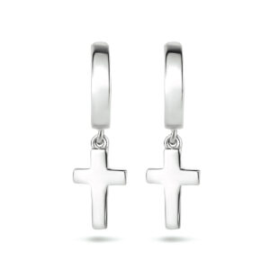klapoorringen kruis zilver gerhodineerd