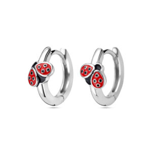 klapoorringen lieveheersbeestje emaille zilver gerhodineerd