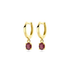 klapoorringen robijn 19 mm 14K geelgoud