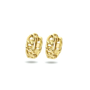 klapoorringen schakelmotief 1 micron zilver verguld (geel)