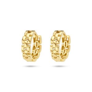 klapoorringen schakelmotief 14K geelgoud