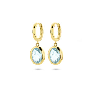 klapoorringen sky blue topaas 26 mm 1 micron zilver verguld (geel)