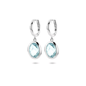 klapoorringen sky blue topaas 26 mm zilver gerhodineerd