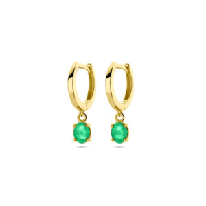 klapoorringen smaragd 19 mm 14K geelgoud