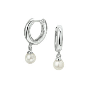 klapoorringen synth. parel zilver gerhodineerd