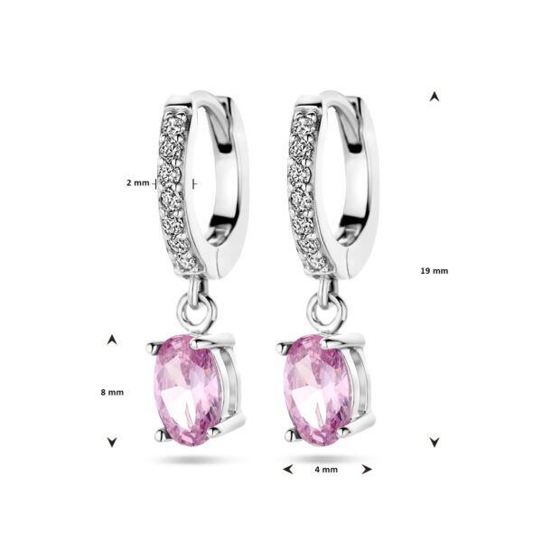 klapoorringen wit en roze zirkonia zilver gerhodineerd - Afbeelding 4