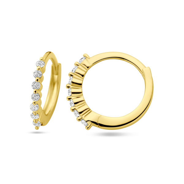 klapoorringen zirkonia 1 micron zilver verguld (geel) - Afbeelding 3