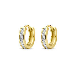 klapoorringen zirkonia 10 mm 1 micron zilver verguld (geel)