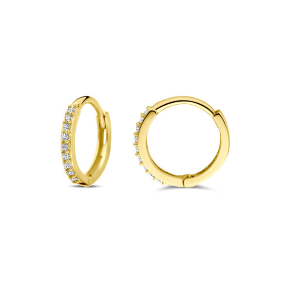 klapoorringen zirkonia 10 mm 14K geelgoud - Afbeelding 3