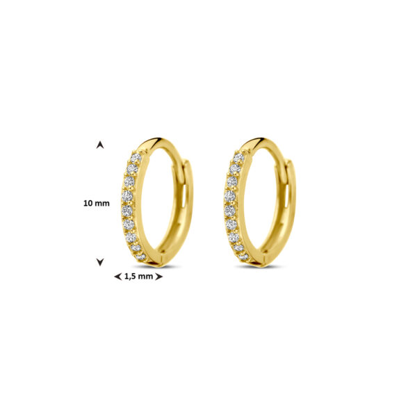klapoorringen zirkonia 10 mm 14K geelgoud - Afbeelding 4
