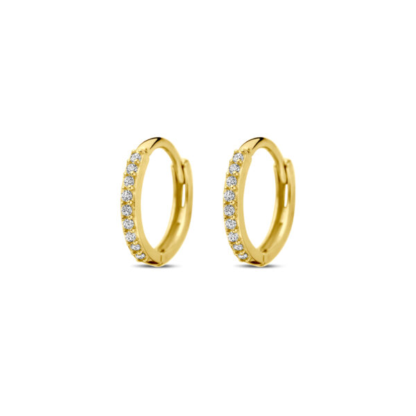 klapoorringen zirkonia 10 mm 14K geelgoud