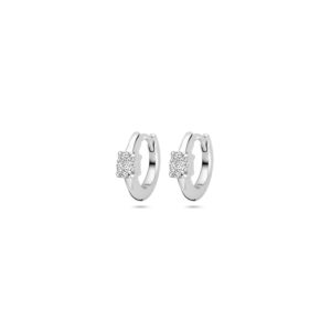 klapoorringen zirkonia 10 mm zilver gerhodineerd