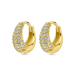 klapoorringen zirkonia 11.5 mm 1 micron zilver verguld (geel)