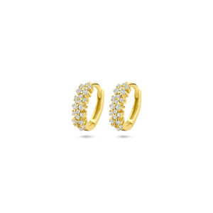 klapoorringen zirkonia 11,5 mm 1 micron zilver verguld (geel)