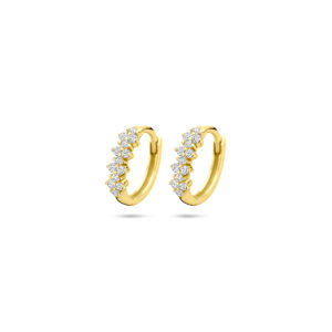 klapoorringen zirkonia 11,5 mm 1 micron zilver verguld (geel)
