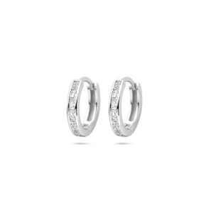klapoorringen zirkonia 12 mm zilver gerhodineerd