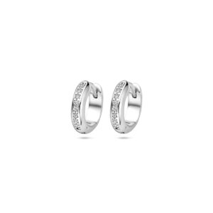 klapoorringen zirkonia 12 mm zilver gerhodineerd