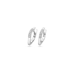 klapoorringen zirkonia 12 mm zilver gerhodineerd