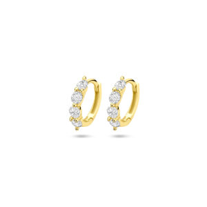 klapoorringen zirkonia 12,5 mm 1 micron zilver verguld (geel)