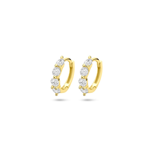 klapoorringen zirkonia 12,5 mm 1 micron zilver verguld (geel)