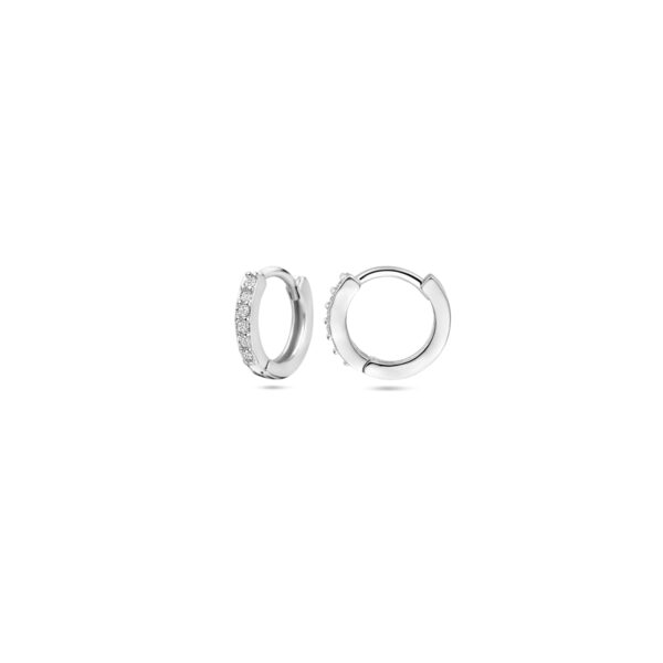 klapoorringen zirkonia 13 mm zilver gerhodineerd - Afbeelding 3