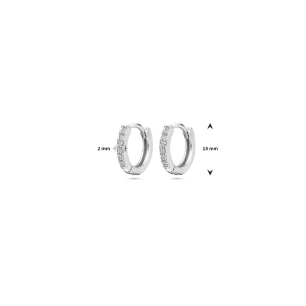 klapoorringen zirkonia 13 mm zilver gerhodineerd - Afbeelding 4