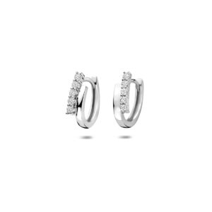 klapoorringen zirkonia 13 mm zilver gerhodineerd