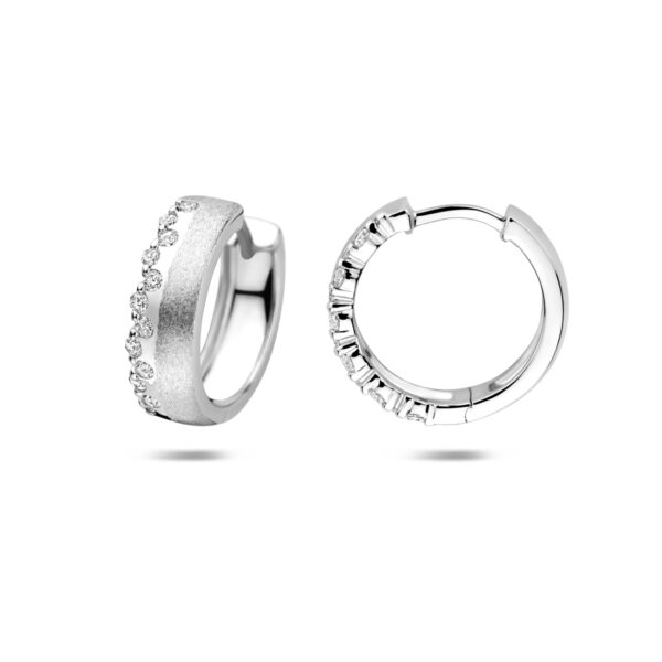 klapoorringen zirkonia poli/mat 17 mm zilver gerhodineerd - Afbeelding 3