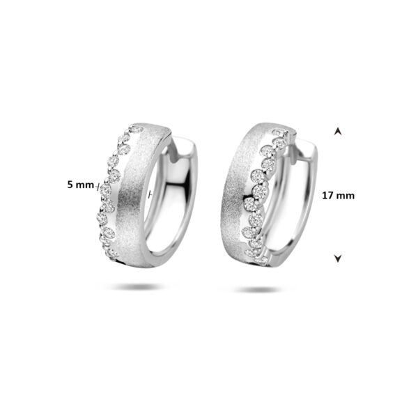 klapoorringen zirkonia poli/mat 17 mm zilver gerhodineerd - Afbeelding 4