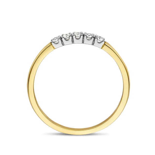 memoire ring diamant 0.15ct h si 14K bicolor goud geel/wit - Afbeelding 3