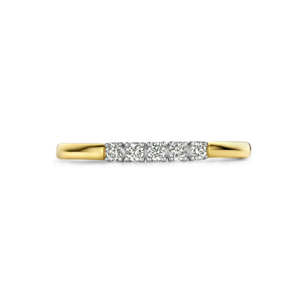 memoire ring diamant 0.15ct h si 14K bicolor goud geel/wit - Afbeelding 4