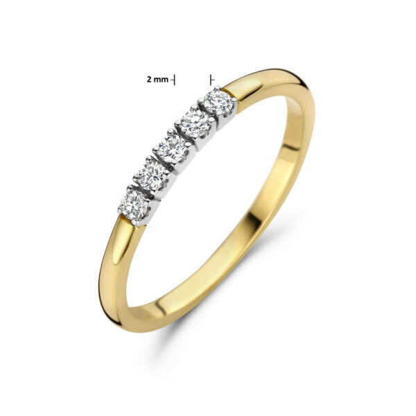 memoire ring diamant 0.15ct h si 14K bicolor goud geel/wit - Afbeelding 5