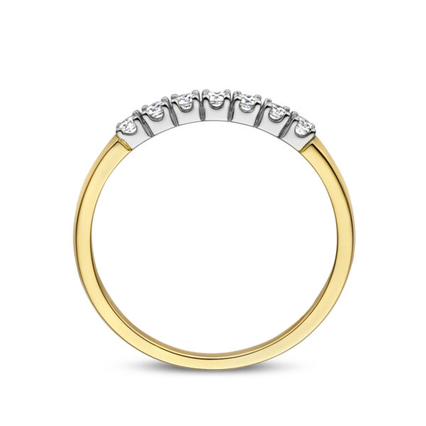 memoire ring diamant 0.21ct h si 14K bicolor goud geel/wit - Afbeelding 3