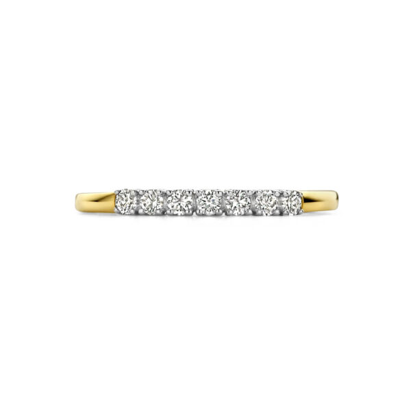 memoire ring diamant 0.21ct h si 14K bicolor goud geel/wit - Afbeelding 4