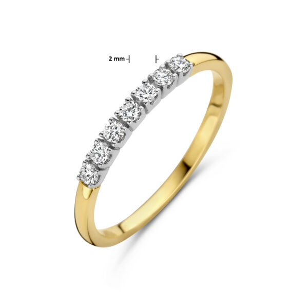 memoire ring diamant 0.21ct h si 14K bicolor goud geel/wit - Afbeelding 5