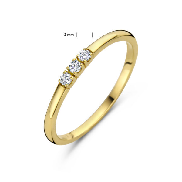 memoire ring trilogie diamant 0.09ct h si 14K geelgoud - Afbeelding 5