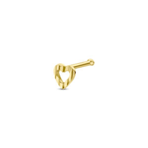 neusknopje hart kogel gediamanteerd 14K geelgoud