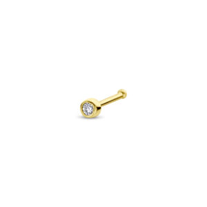 neusknopje zirkonia kogel 14K geelgoud