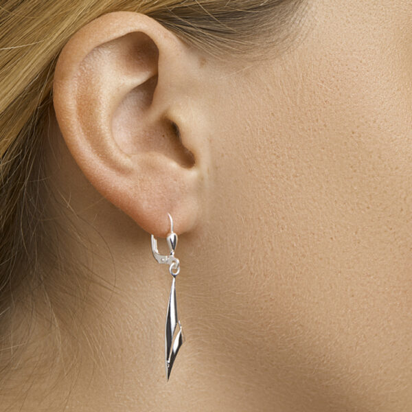 oorhangers brisur haak zilver wit - Afbeelding 2