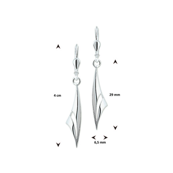 oorhangers brisur haak zilver wit - Afbeelding 3