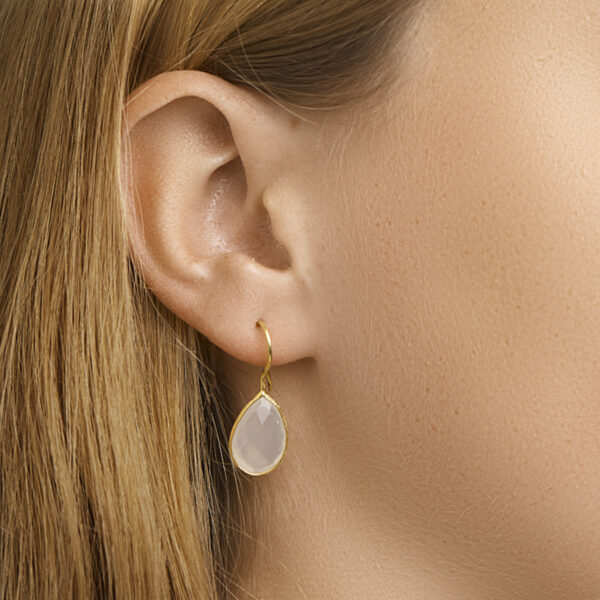 oorhangers chalcedoon franse haak 1 micron zilver verguld (geel) - Afbeelding 2