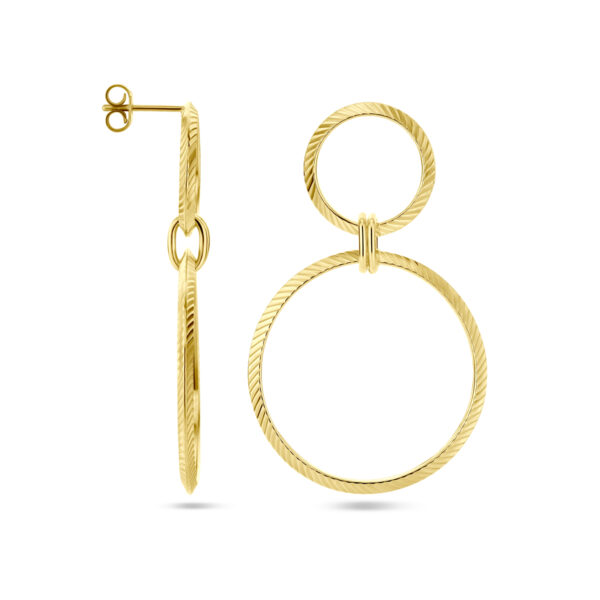 oorhangers cirkels gediamanteerd 1 micron zilver verguld (geel) - Afbeelding 3