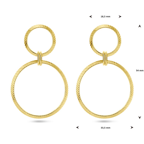 oorhangers cirkels gediamanteerd 1 micron zilver verguld (geel) - Afbeelding 4