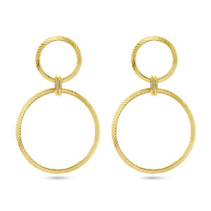 oorhangers cirkels gediamanteerd 1 micron zilver verguld (geel)