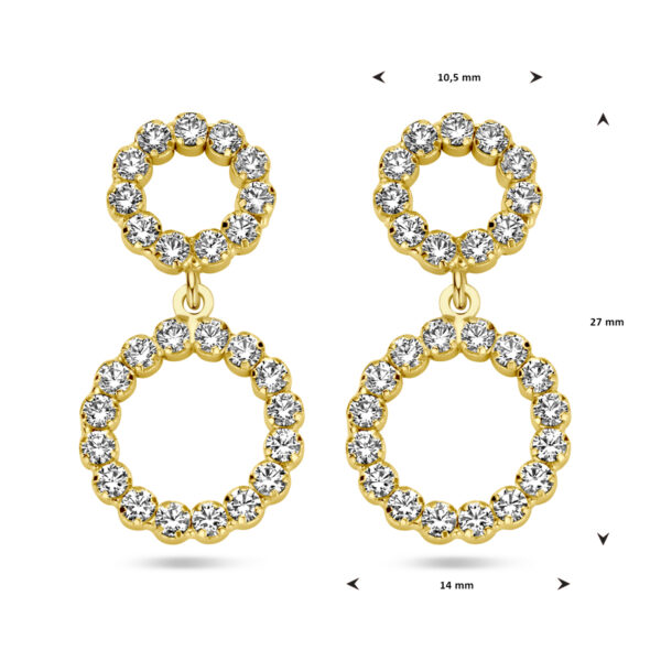 oorhangers cirkels swarovski 1 micron zilver verguld (geel) - Afbeelding 4